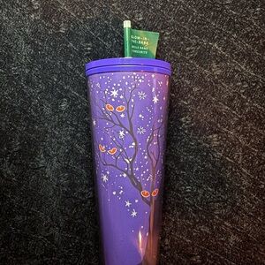 Starbucks Tumbler 2022 Halloween Cat Eyes Glow In The Dark Spooky Tree 24 oz